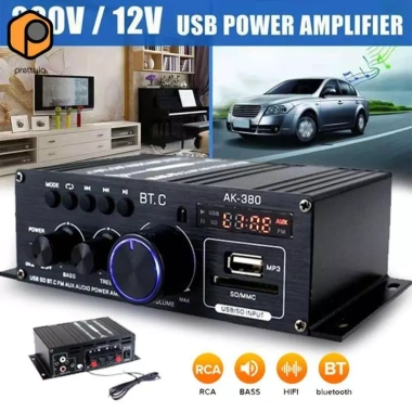 Bộ khuếch đại âm thanh AK380 800W (2x400W) Di động 2 Kênh 5.0 Dễ lắp cho xe & nhà Giá 497.200₫ 2