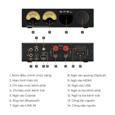 Bộ Khuếch Đại Âm Thanh SMSL A200 Bluetooth 5.0 Hi Res Audio cho Gia Đình và TV, Giá ưu đãi 4.8 Triệu 9