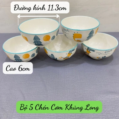 Bộ KHỦNG LONG lẻ món tô chén dĩa vân sọc dày dặn họa tiết dễ thương men sáng đẹp 20.000đ 10