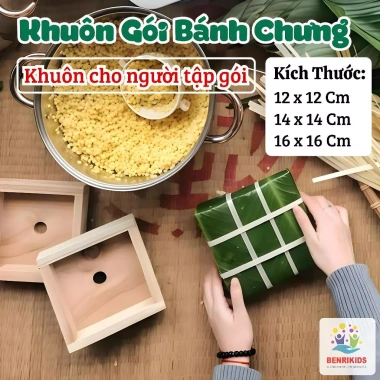 Bộ Khuôn Gói Bánh Chưng Benrikids Gỗ Mộc An Toàn - Nhiều Kích Cỡ 59.000đ