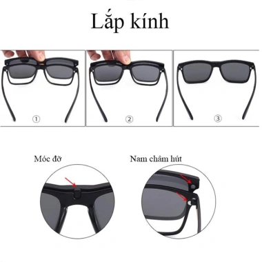 Bộ kính thể thao 5in1 Hít Nam Châm 2.202A, gọng chắc, giảm giá 70k, bảo vệ mắt