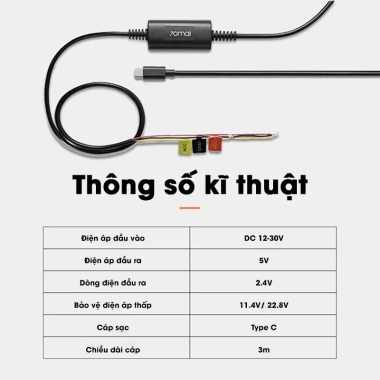 Bộ Kít Nguồn Hardwire Kit UP03 chân Type C cho Camera hành trình 70mai - Giá chỉ 450.000 VND 5