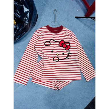 Bộ Kitty Kẻ Sọc 2 Món Chất Borip Siu Cưng - Giá ưu đãi 150k tại Minnie Shop