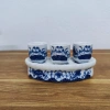 Bộ kỷ cong 5 chén Bát Tràng men lam họa rồng sen chén nước thờ cúng chỉ 50.000 6