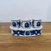 Bộ kỷ cong 5 chén Bát Tràng men lam họa rồng sen chén nước thờ cúng chỉ 50.000 7