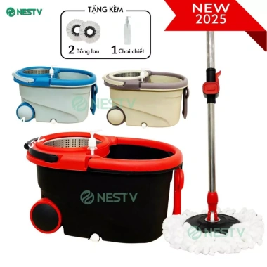 Bộ Lau Dáng Bầu - Cây Lau Xoay 360 độ Lồng Vắt Tháo Rời, 2 bánh xe linh hoạt - 219.000đ