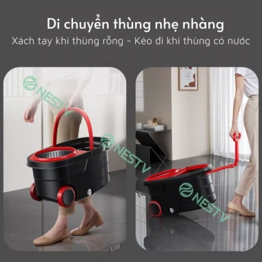 Bộ Lau Dáng Bầu - Cây Lau Xoay 360 độ Lồng Vắt Tháo Rời, 2 bánh xe linh hoạt - 219.000đ