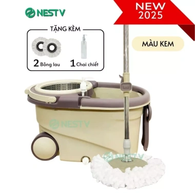 Bộ Lau Dáng Bầu - Cây Lau Xoay 360 độ Lồng Vắt Tháo Rời, 2 bánh xe linh hoạt - 219.000đ