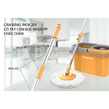 Bộ lau nhà 1 bông xoay 360 độ SUNHOUSE KS-CL350PO - Bảo hành 6 tháng - Giá 319.000