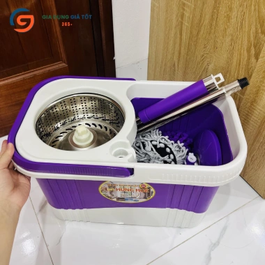 Bộ lau nhà Hưng Huê cao cấp xô bánh xe, lồng inox quay 360 độ, kèm 2 đầu lau, giá 94.900₫ 5