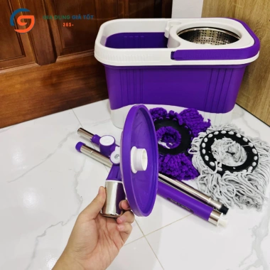Bộ lau nhà Hưng Huê cao cấp xô bánh xe, lồng inox quay 360 độ, kèm 2 đầu lau, giá 94.900₫ 9