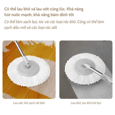 Bộ Lau Nhà Thông Minh Tự Vắt, Đầu Xoay 360, Bàn Xoay Sắt - Tiện Lợi, Giá 132k