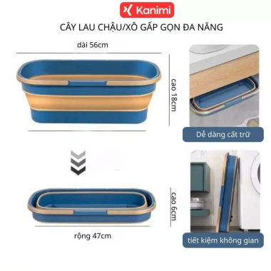 Bộ Lau Nhà Xô Gấp Gọn Thông Minh - Bàn Lau 42cm, Cây Lau Tự Vắt 360° Siêu Nhanh 6