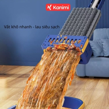 Bộ Lau Nhà Xô Gấp Gọn Thông Minh - Bàn Lau 42cm, Cây Lau Tự Vắt 360° Siêu Nhanh 7
