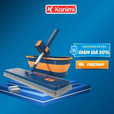 Bộ Lau Nhà Xô Gấp Gọn Thông Minh - Bàn Lau 42cm, Cây Lau Tự Vắt 360° Siêu Nhanh 9