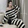 Bộ len sọc nữ croptop trễ vai + chân váy ôm dài - Giá ưu đãi 215k Thảo Ngọc Store 4