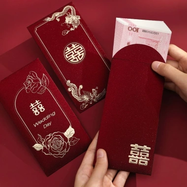 Bộ Lì Xì Cưới Hỏi 10-20 cái Mẫu 05 Song Hỷ Nạp Tài Bê Tráp - Giá chỉ 39.000 VNĐ
