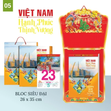 Bộ lịch Tết treo tường 2.026 Xuân Bình Ngọ Con Ngựa 4 kích thước 38x53, 29x41, 25x35, 26x35 giá ưu đãi 320.000đ