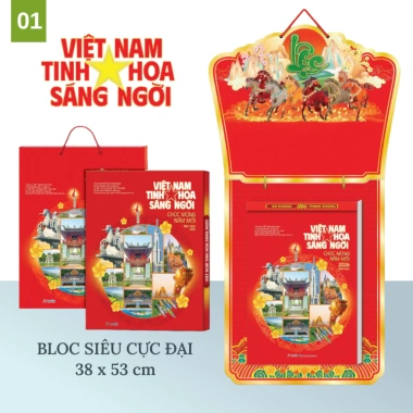 Bộ lịch Tết treo tường 2.026 Xuân Bình Ngọ Con Ngựa 4 kích thước 38x53, 29x41, 25x35, 26x35 giá ưu đãi 320.000đ