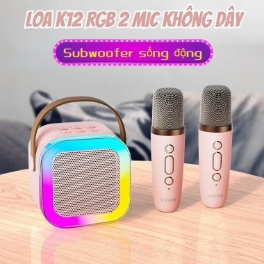 Bộ Loa 2 Mic Karaoke K12 Bluetooth Mini Cầm Tay Pin Khỏe Âm Thanh HD Bảo Hành 1 Đổi 1 - 95.000₫ 6
