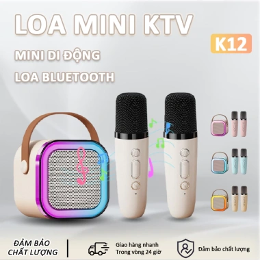 Bộ Loa Bluetooth K12 kèm 2 Mic - Karaoke Mini âm thanh chất lượng, phù hợp gia đình & tiệc tùng - Giá ưu đãi 82.000₫