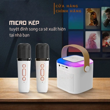 Bộ Loa Bluetooth Karaoke K12 Mini, 2 micro không dây, Loa Di Động Đèn Tiệc - Giá 125.000 VND