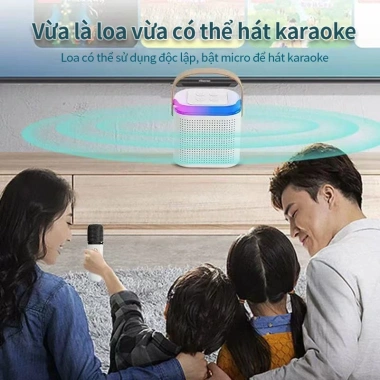 Bộ Loa Bluetooth Karaoke K12 Mini, 2 micro không dây, Loa Di Động Đèn Tiệc - Giá 125.000 VND
