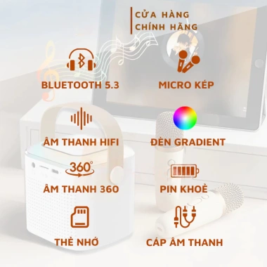 Bộ Loa Bluetooth Karaoke K12 Mini, 2 micro không dây, Loa Di Động Đèn Tiệc - Giá 125.000 VND 9 Bộ Loa Bluetooth Karaoke K12 Mini, 2 micro không dây, Loa Di Động Đèn Tiệc - Giá 125.000 VND 9