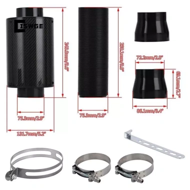 Bộ lọc không khí lạnh sợi carbon 3 inch đa năng ô tô - Cảm ứng, nạp kèm, giảm còn 678k 9