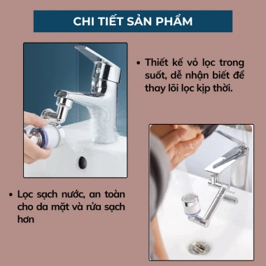 Bộ Lọc Nước Tại Vòi Tăng Áp Xoay 360 Độ - Đầu Lọc Đa Năng Tiết Kiệm Giá 16.500 VNĐ
