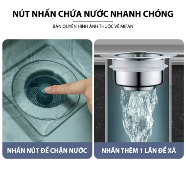Bộ lọc rác bồn rửa bát inox 304 3 trong 1 – chống mùi, chặn côn trùng, nút chặn nước, khay lọc 4