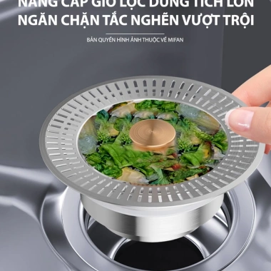 Bộ lọc rác bồn rửa bát inox 304 3 trong 1 – chống mùi, chặn côn trùng, nút chặn nước, khay lọc 5