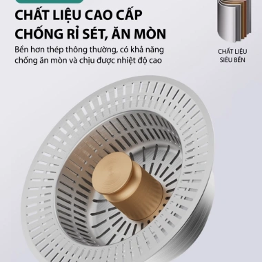 Bộ lọc rác bồn rửa bát inox 304 3 trong 1 – chống mùi, chặn côn trùng, nút chặn nước, khay lọc 7