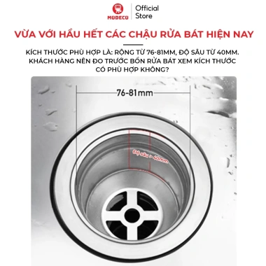 Bộ Lọc Rác Rửa Bát Modeco - Thép 304, Thoát Nước Nhanh, Chống Tắc, Ngăn Mùi Hôi, Côn Trùng 3