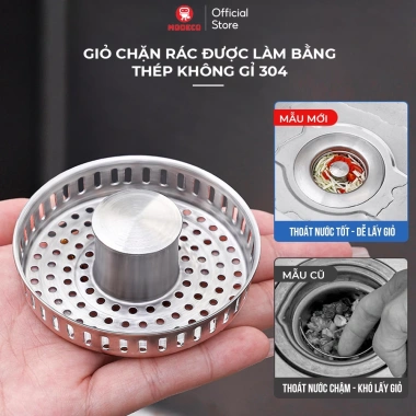 Bộ Lọc Rác Rửa Bát Modeco - Thép 304, Thoát Nước Nhanh, Chống Tắc, Ngăn Mùi Hôi, Côn Trùng 5