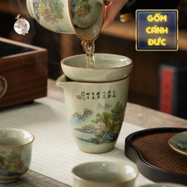 Bộ lọc trà & tống uống trà Đạo gốm Men Cổ Nhà Tống - Cảnh Đức, đồ dùng chè cao cấp, quà tặng sang trọng 234k 5
