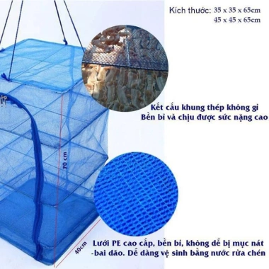 Bộ lồng lưới phơi khô thực phẩm - Phơi cá, tôm, chống côn trùng, an toàn 62,370₫ 2