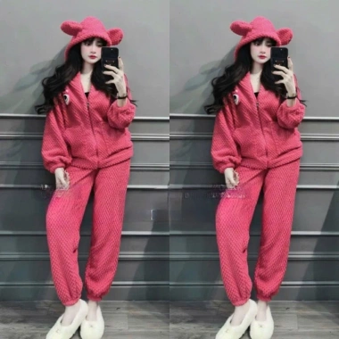 Bộ lông ngủ ấm mùa đông Gấu Dâu + phụ kiện Hottrend, set Noel gia đình - 289,000₫