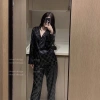Bộ lụa gấm ô vuông bigsize - Pijama nữ tay dài tay ngắn, giảm giá 185.000đ 4