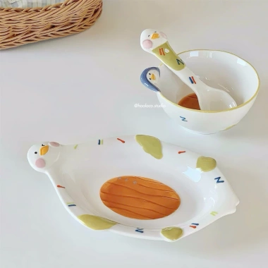 Bộ ly chén muỗng sứ hình vịt dễ thương phong cách Hàn - Cao cấp, giảm giá 20% 2