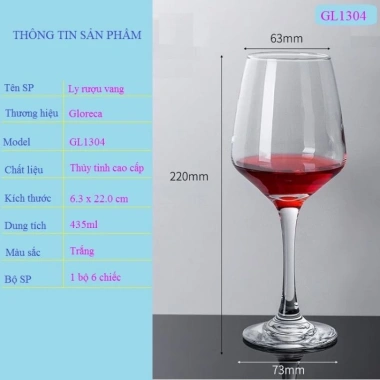 Bộ ly rượu vang thủy tinh cao cấp 6.146 GL1.304 435ml-440ml - Giá ưu đãi 265.000₫