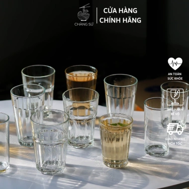 Bộ ly thủy tinh Centra Glass đa size 6-12 ly trà đá, trà sữa, trà chanh – Vỡ 1 đổi 1 – 64.900₫