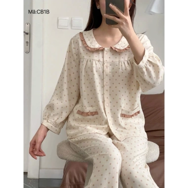 Bộ mặc nhà cổ tròn phối bèo - Đầm ngủ thoải mái, giảm còn 239k, chất liệu mềm mịn 2 Bộ mặc nhà cổ tròn phối bèo - Đầm ngủ thoải mái, giảm còn 239k, chất liệu mềm mịn 2