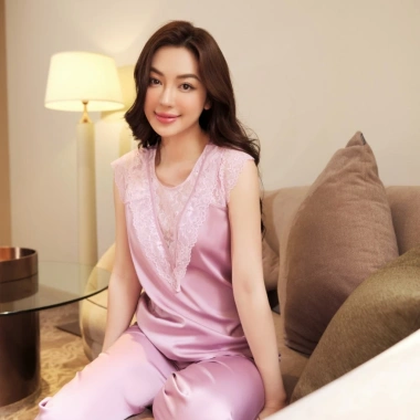 Bộ Mặc Nhà Nữ Đồ Ngủ Lụa Cao Cấp Áo Sát Nách Quần Dài BN481 - Giá ưu đãi 620k 2