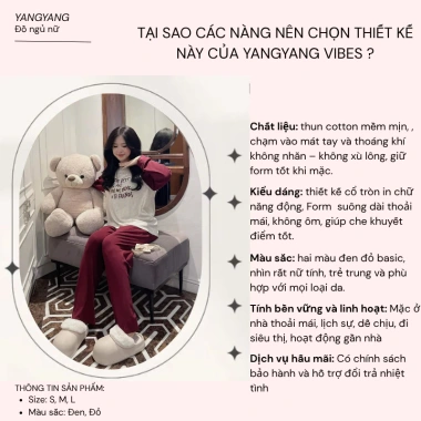 Bộ Mặc Nhà Nữ HCOM3.610 Set Đồ Dài Tay Thun Mịn Hai Màu - YangYang 199k