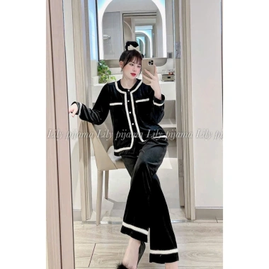 Bộ Mặc Nhà Pyjama Nhung Nhật Cao Cấp: Áo Dài + Quần Dài Siêu Mềm Mịn, Viền Sang Chảnh, Giá 249.000đ