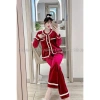 Bộ Mặc Nhà Pyjama Nhung Nhật Cao Cấp: Áo Dài + Quần Dài Siêu Mềm Mịn, Viền Sang Chảnh, Giá 249.000đ 5