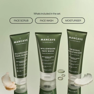 Bộ ManCave Original Skincare Set cho nam: sữa rửa mặt, tẩy tế bào chết, kem dưỡng ẩm - làm sạch sâu, ngừa mụn, giảm dầu, chỉ 305.000₫