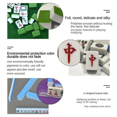 Bộ Mạt Chược Nhỏ Gọn, Túi Xúc Xắc, Thảm Du Lịch Dễ Cất Giữ - Quà Tặng Gia Đình, Trò Chơi 4 Người 8