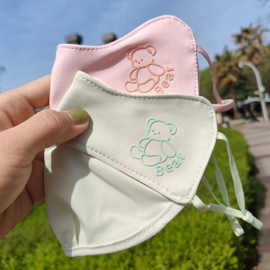 Bộ mặt nạ trẻ em 3-5 gói UPF50, vải giặt được, gấu dễ thương – kem chống nắng mỏng thoáng khí cho học sinh ngoài trời 5